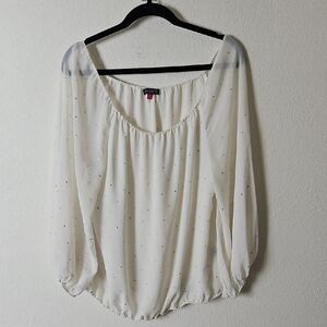 Vince Camuto White Blouse with Gem Accents